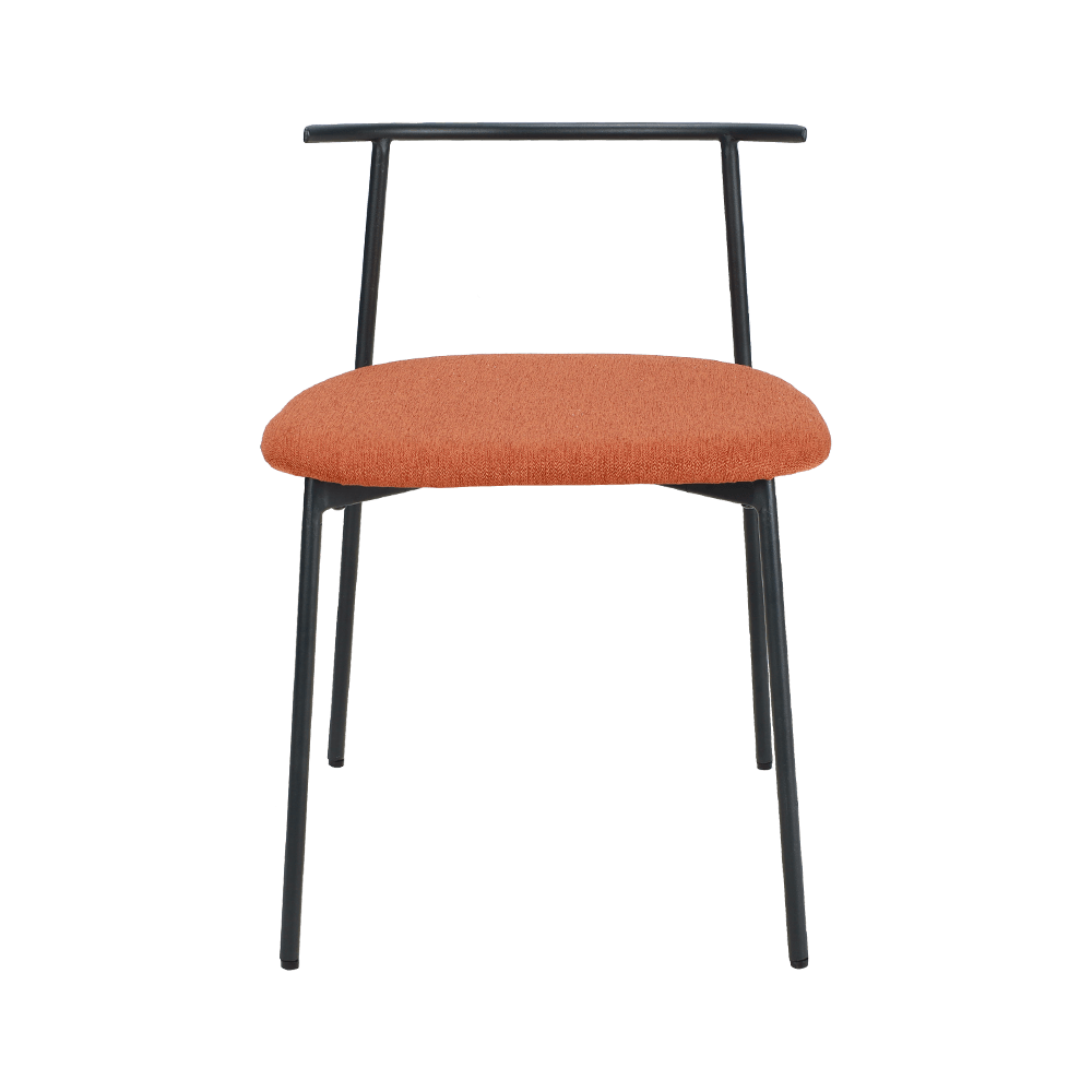 เก้าอี้รับประทานอาหารขาสีส้มโค้งหลัง