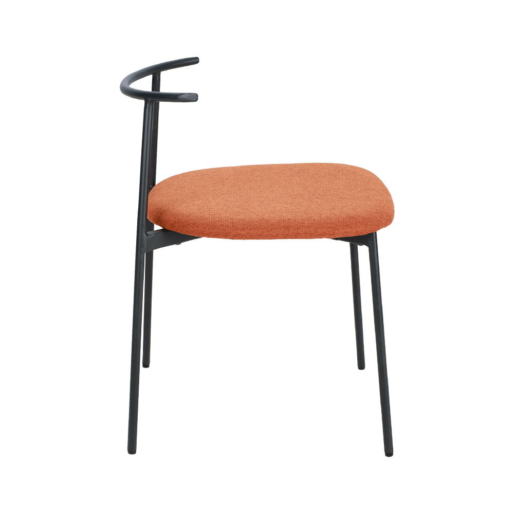 เก้าอี้รับประทานอาหารขาสีส้มโค้งหลัง