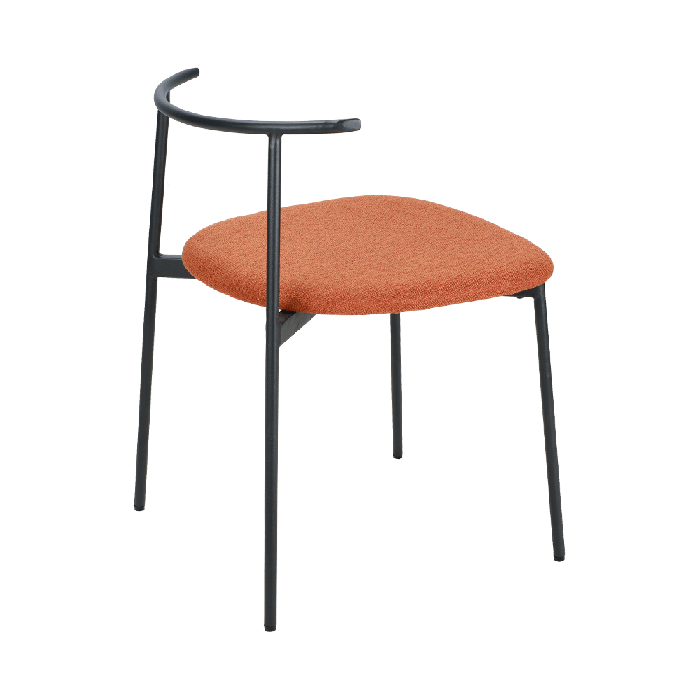 เก้าอี้รับประทานอาหารขาสีส้มโค้งหลัง