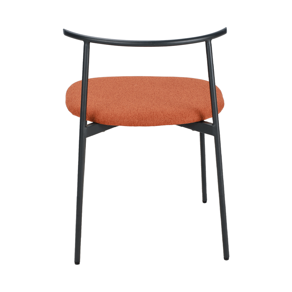 เก้าอี้รับประทานอาหารขาสีส้มโค้งหลัง